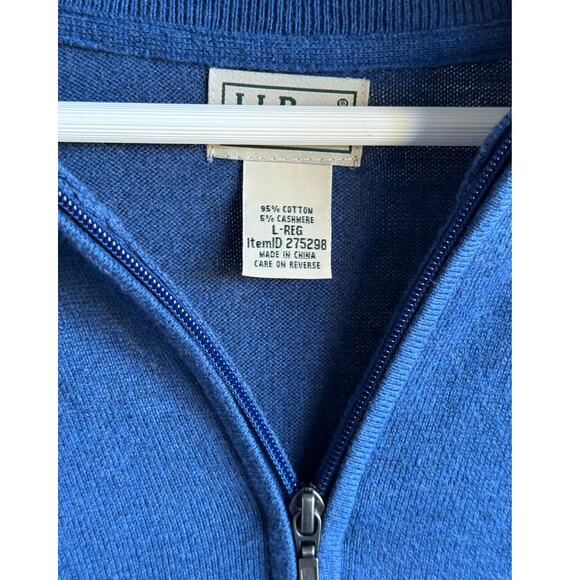 LL Bean Sweater Men Large Blue Cotton Cashmere Blend Quarter Zip - Picture 6 of 6
